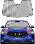 Windshield Sun Shade for Acura RDX 2019-2025,2-in-1 Reflective Sunshade,Silver for Summer, Black for Winter