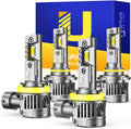 FAHREN 𝐍𝐞𝐰𝐞𝐬𝐭 H11 9005 LED Bulbs Combo, 𝟏𝟎𝟎𝟎𝟎𝟎𝐋𝐌 10X Super Brighter, 1:1 Size Easy Installation 9005 H11 Driving Light Bulbs, Plug-N-Play Canbus Ready, Pack of 4