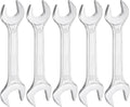 HARFINGTON 5pcs Double Open End Wrench 19mm x 22mm Metric 15 Degree Offset Angle Small Flat Head Wrench Galvanizing Open Ended Spanner for Automotive Repair Furniture Assembly