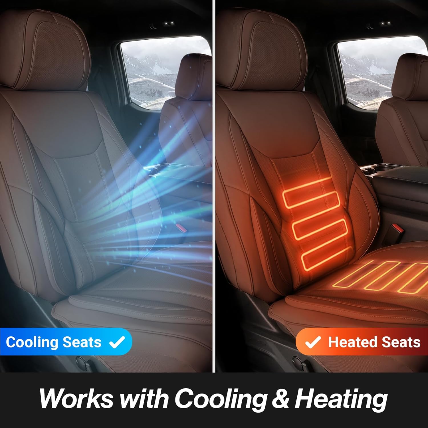 Coverland Custom Car Seat Covers Compatible with 2017-2025 Ridgeline Crew Cab - Premium Leather Non-Slip Memory Foam Waterproof Cover Interior Protector Front Seat-Dark Brown [See Size Chart-Size A22]