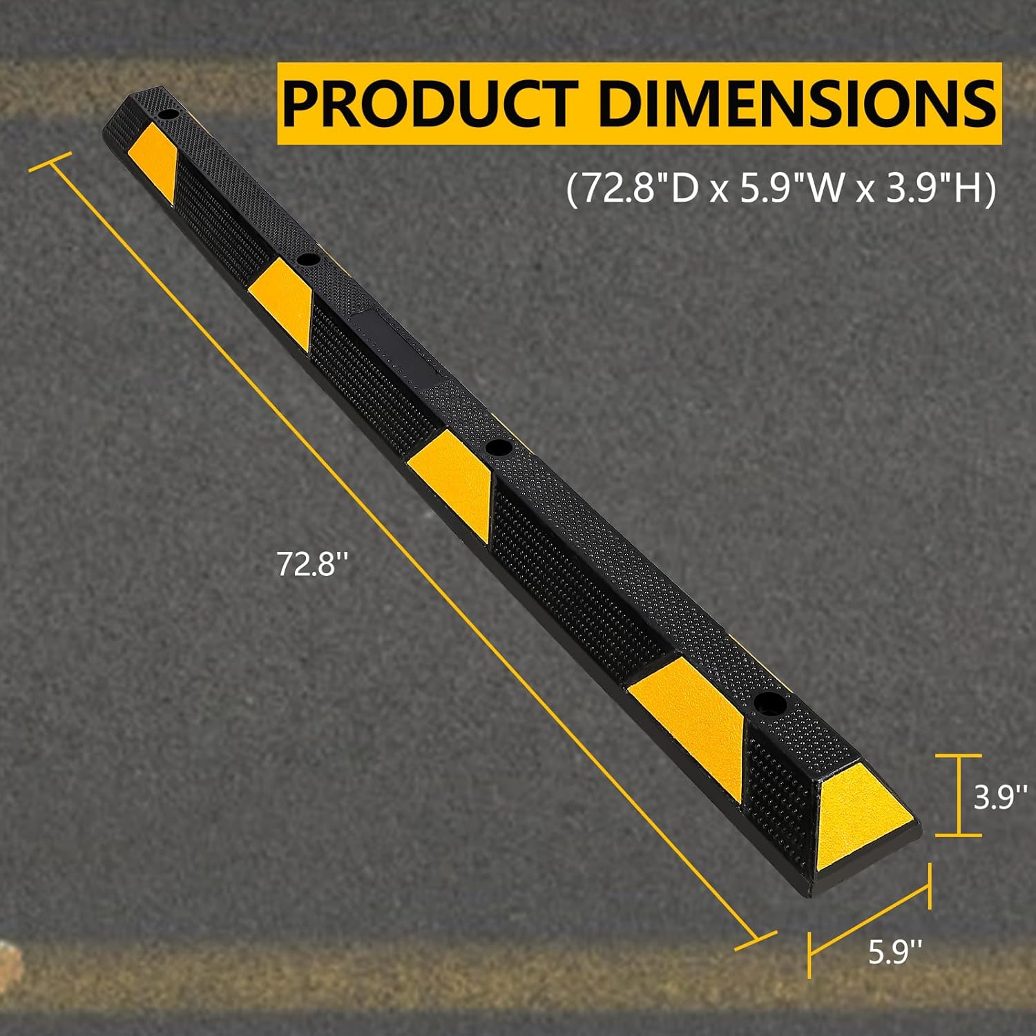 Curb Parking Garage Floor Stopper - 72 Inch Extra Wide Heavy Duty Rubber Parking Lot Stopper, for Vehicles Truck Driveway, Protect Pumpers from Cars Vans Trucks(1PC)