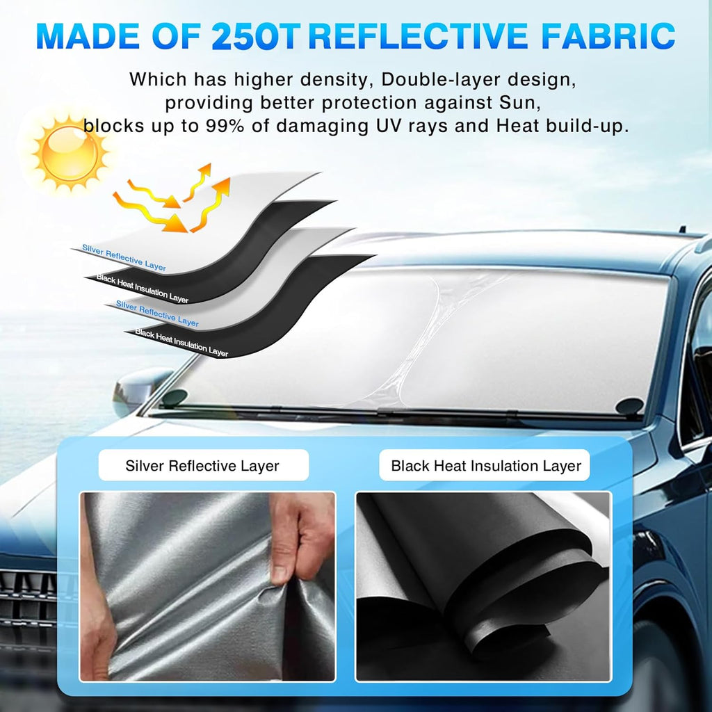 KUST Windshield Sun Shade for Chevrolet Colorado 2023-2025 2026 Custom Fit Sunshade Foldable Sun Visor Protector Blocks UV Rays Keep Car Cooler