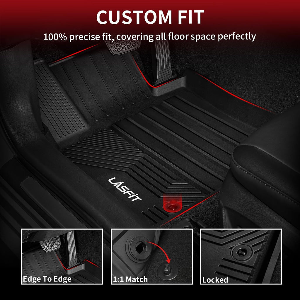 LASFIT Floor Mats for Toyota 4Runner 2013-2024 (Fit 7 Seats&5 Seats) & for Lexus GX460 2014-2023, All Weather TPE Custom Fit Floor Liner for 4 Runner 5th gen Front & Rear 2 Row Car Mats, Black
