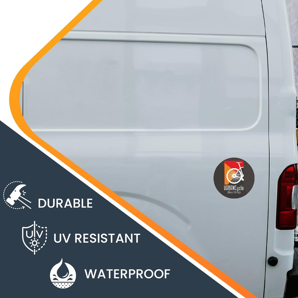 Magnet Me Up Customizable 30 Mil Round Magnet- 5” Weatherproof Car Magnet for Businesses, Sports Teams, Fundraisers & Personal Expression- Custom Text & Logo- Strong Magnetic Vinyl for Vehicles