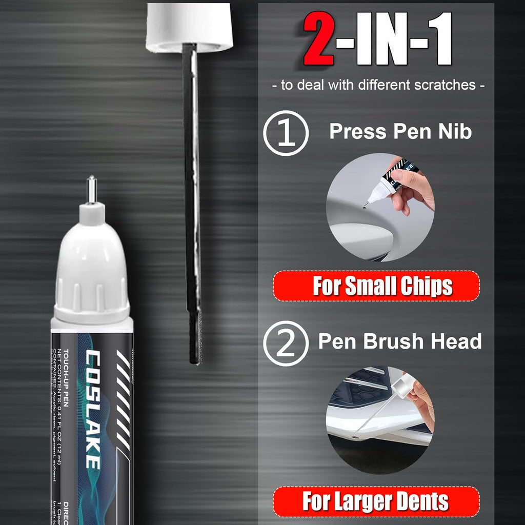 Car Touch Up Paint(Crystal White Tricoat(G1W/WA140X)) for Cadillac, Car Paint Scratch Repair Kit, Quick & Easy Solution to Repair, 2 in 1 Scratch Remover Pen with 2PCS Disposable Micro Applicators