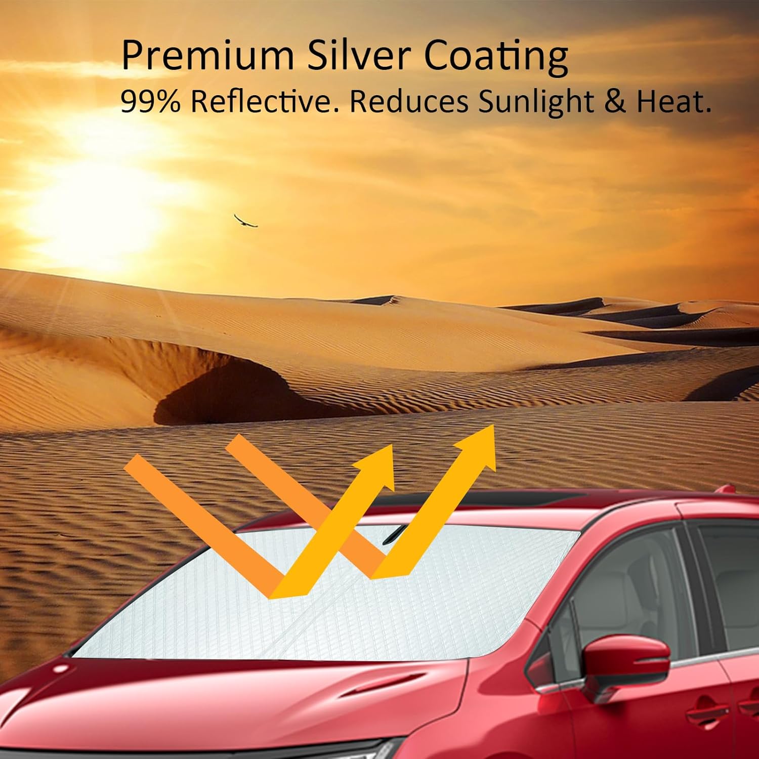 Car Windshield Sun Shade 5 Layers Thick for Ford Ranger 2019-2024 2025 Pickup Truck - Front Window Sunshade Sun Visor Accessories - Protector Vehicle Reflect UV Sun and Heat