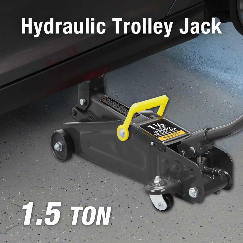 BIG RED Torin Hydraulic Trolly Service/Floor Jack with Blow Mold Carrying Storage Case, 1.5 Ton (3,000 lb) Capacity, Black,AT820014SB-1