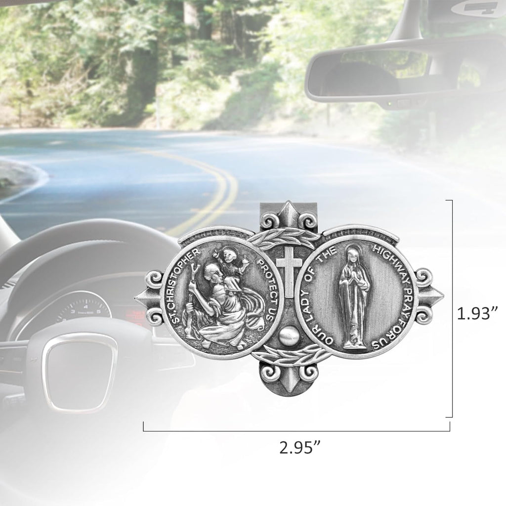 St. Christopher Visor Clip, Saint Christopher Medal for Car, Auto Car Sun Visor Clip, Bless Driving Safety Gift Car Accessories for Family, New Driver, Friends