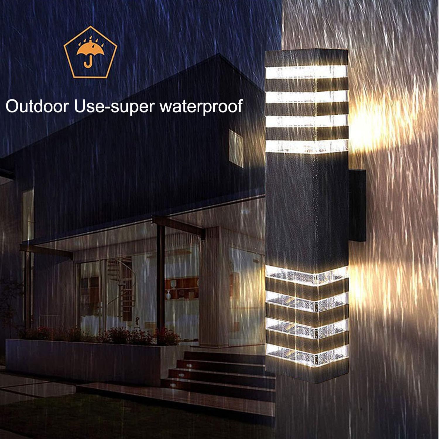 18inch LED Square Up & Down Wall Lights,24W Outdoor Wall Light 4000K Day White Aluminum Body Waterproof IP65 LED Exterior Light Fixtures Wall Mount for House Patio Garage Garden. (6 Pack)