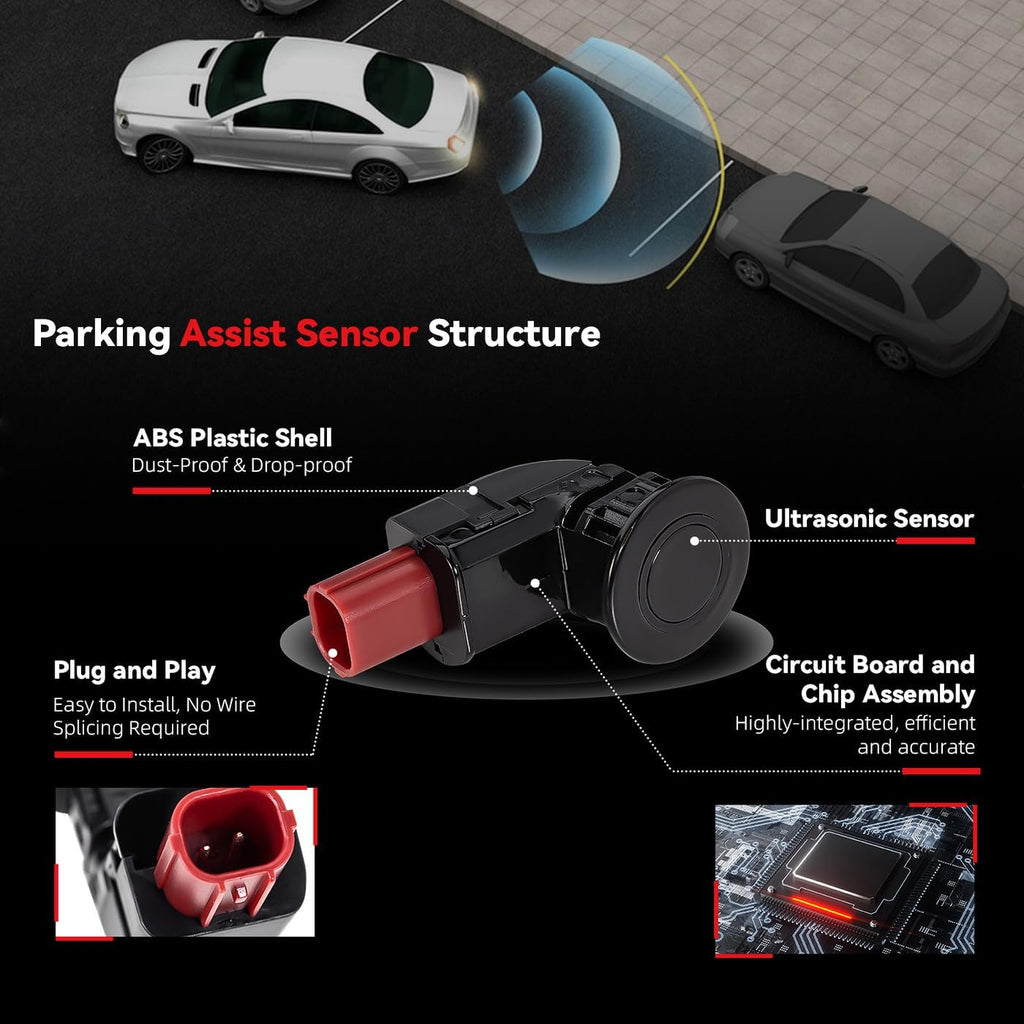 2pcs PDC Bumper Parking Aid Assist Sensor Backup Reverse Radar Replacement Kit - Compatible with Honda 2005-2010 Odyssey 2004-2013 CR-V CRV - 188200-9860 39680-SHJ-A61