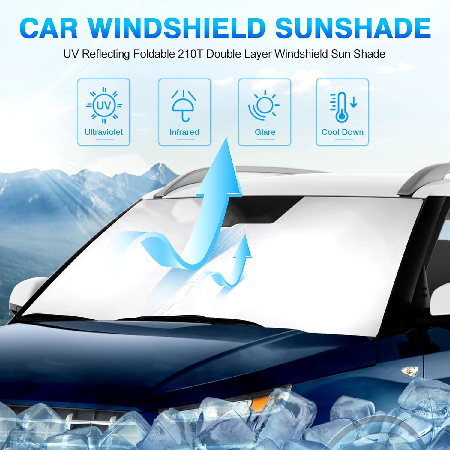 KUST Windshield Sun Shade for 2020-2024 2025 Hyundai Venue Accessories Custom Fit Sunshade Sun Visor Protector Foldable Blocks UV Rays Keep Your Car Cooler