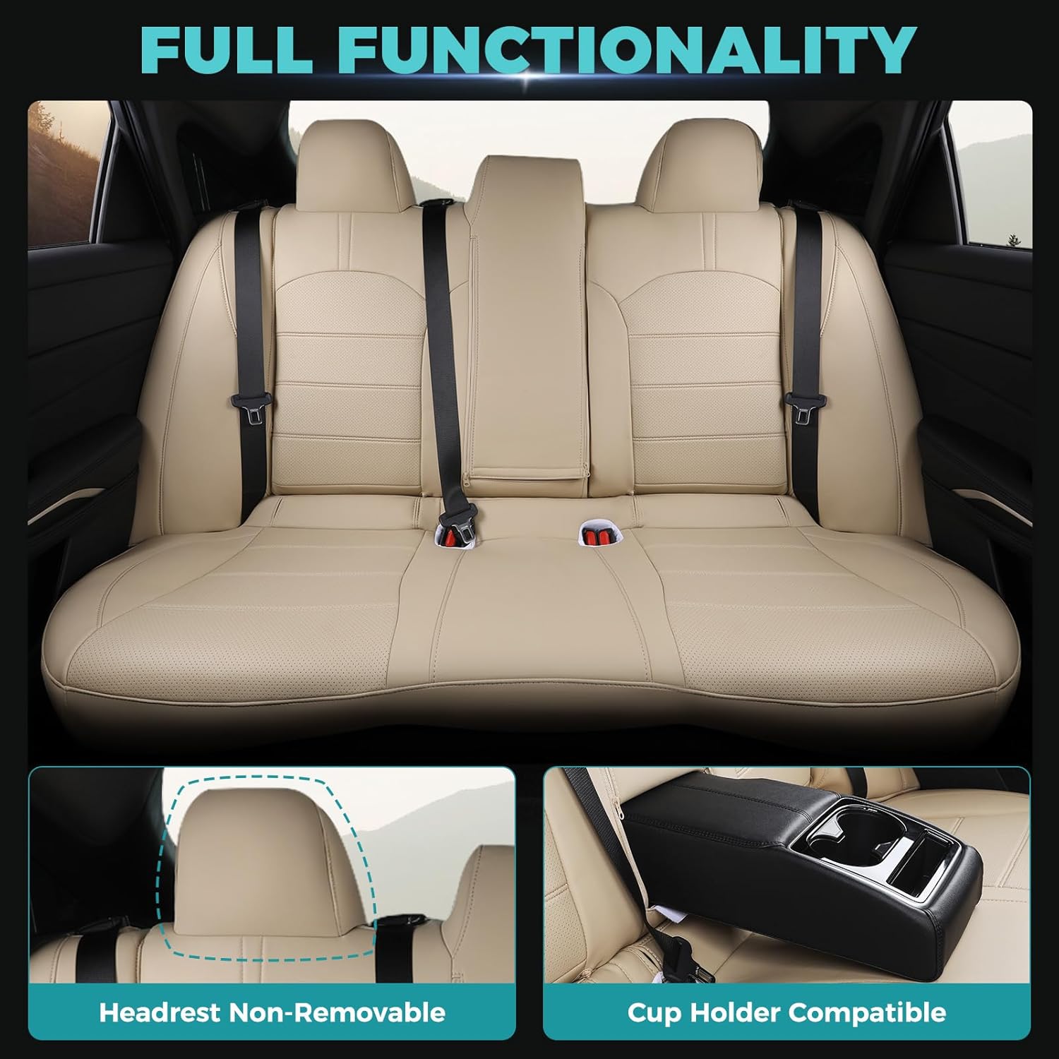 for Toyota Camry Seat Covers LE SE SE Nightshade 2018 2019 2020 2021 2022 2023 2024 - Waterproof Luxury Leather Seat Covers for Cars, Custom Fit Car Seat Covers Full Set, Beige Not for Hybrid