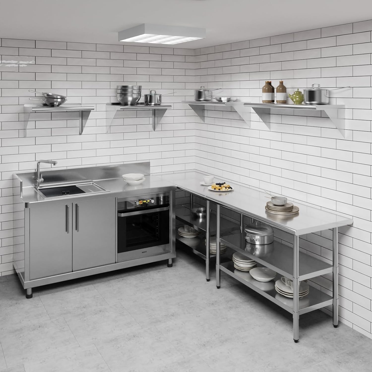 AmGood 36" Long X 14" Deep Stainless Steel Wall Shelf | NSF Certified | Appliance & Equipment Metal Shelving | Kitchen, Restaurant, Garage, Laundry, Utility Room