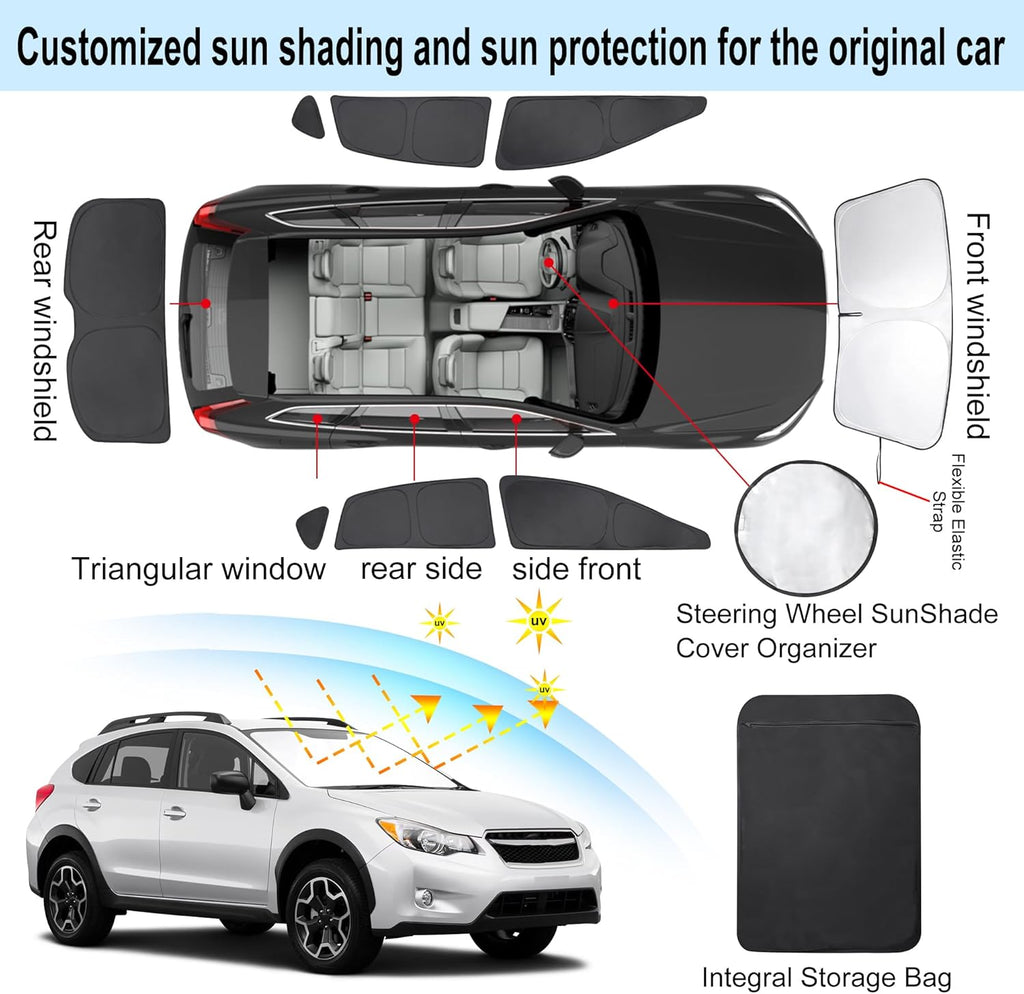 TINGLU Window Shades for Subaru Crosstrek 2013 2014 2015 2016 2017 Accessorie Car Side Full Windows Rear Triangular Windshield Sun Shade Sun UV Rays & Privacy Protection for Camping,Napping 8PCS