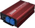 2500W Pure Sine Wave Inverter 12V to 120V AC with 2 AC outlets, DC5V 2 Amp USB Output, LCD Display Wire Remote kit and Heavy Duty Battery Cables.