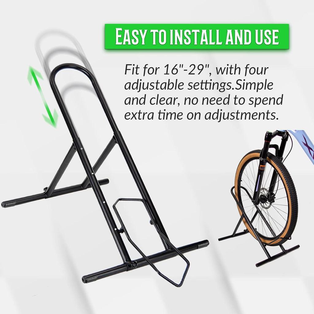 Folding Bike Floor Stand Rack, Portable Bicycle Parking Rack Storage for Garage/Home, Fit 16”-29” Mountain Road Bikes(1 bike rack)