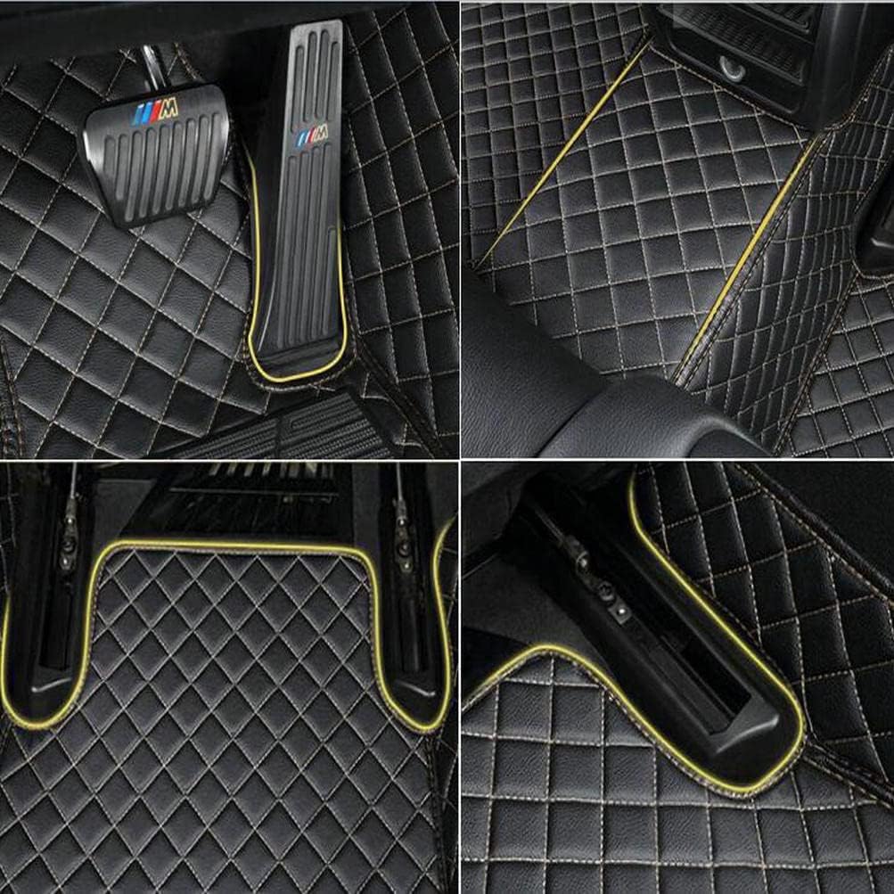 Custom Colors Car Floor Mats Black Pink for 99.9% Sedan SUV Sports， All-Weather Liners Car Floor mat，Luxury Leather Automotive Floor Mats (3D Black Green,3D Floor Mats)