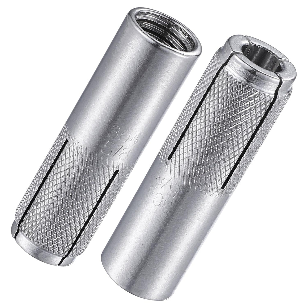 Wensilon(20 pcs) 5/8"-11 Premium Stainless Steel Drop in Anchors Assortment, Knurled Drop-in-Anchor for Solid Concrete, Internal Forced Expansion Screw Bolts