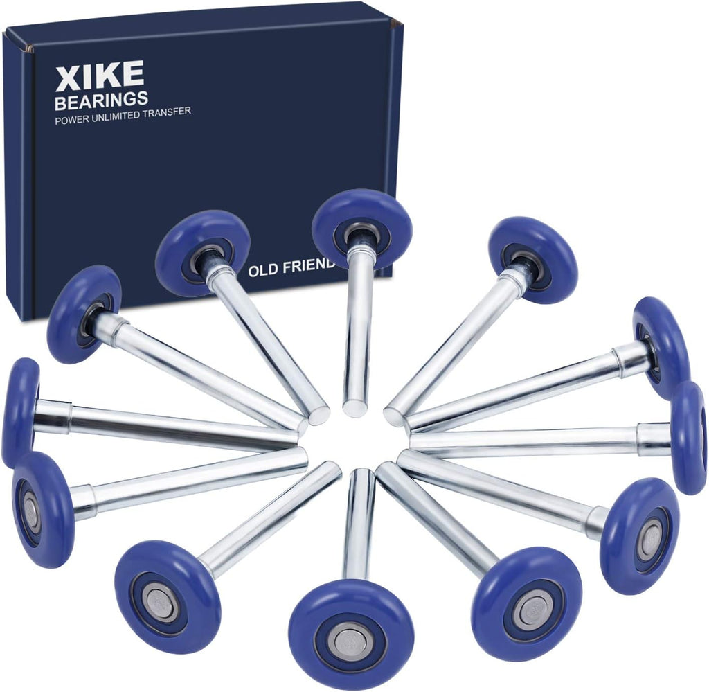 XiKe 12 Pack Blue 2" Nylon Garage Door Roller 4" Stem, Quiet/Durable and High Load, Use 6200-2RS Double Seals Precision Bearings.