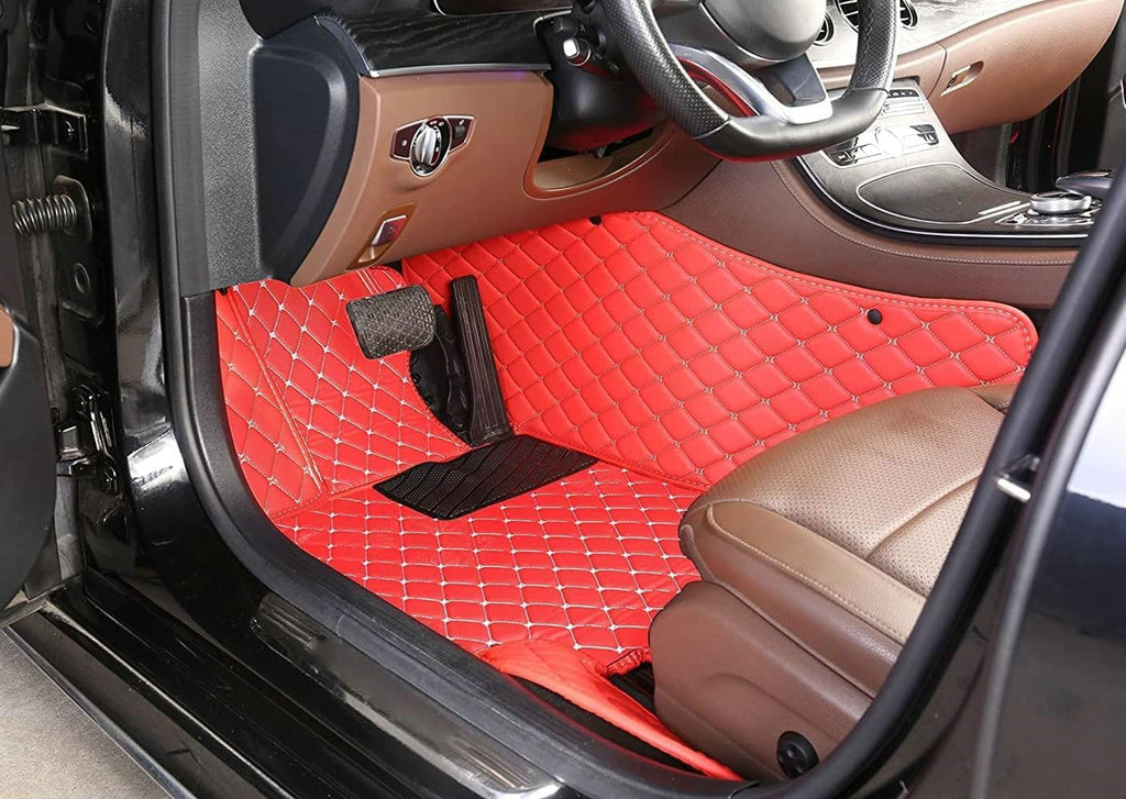 Custom Artificial Leather Waterproof All-Weather Car Floor Mats Fit for 99% Sedan SUV Sports Car Vehicle Car Mat (Black Yellow bar)