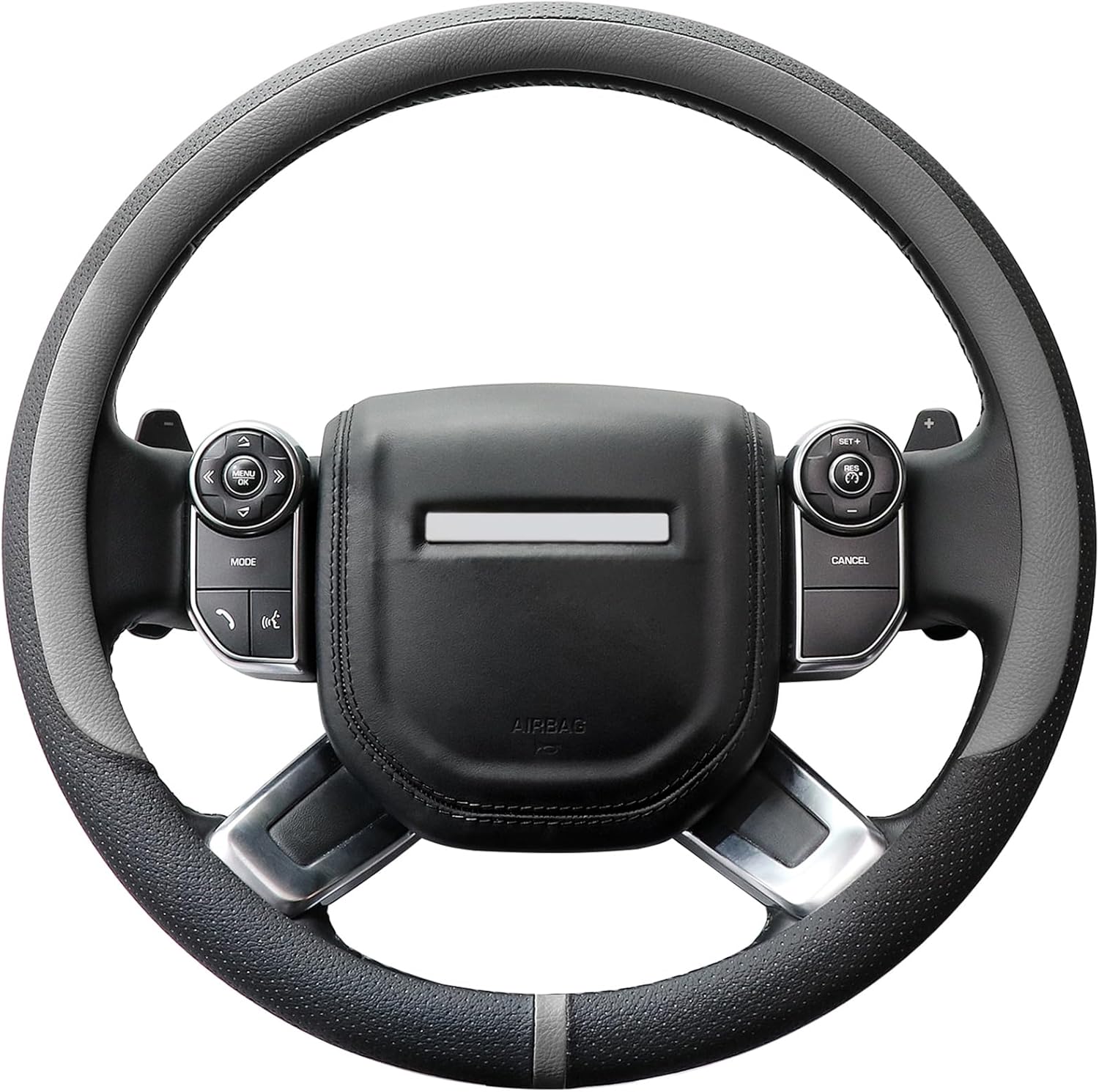 COFIT Breathable Car Steering Wheel Cover 16 inch Auto Universal Leather Wrap Non-Slip Steeringwheel Protector Automotive Interior Accessories, Grey (Suit for 15.5-16 inch)
