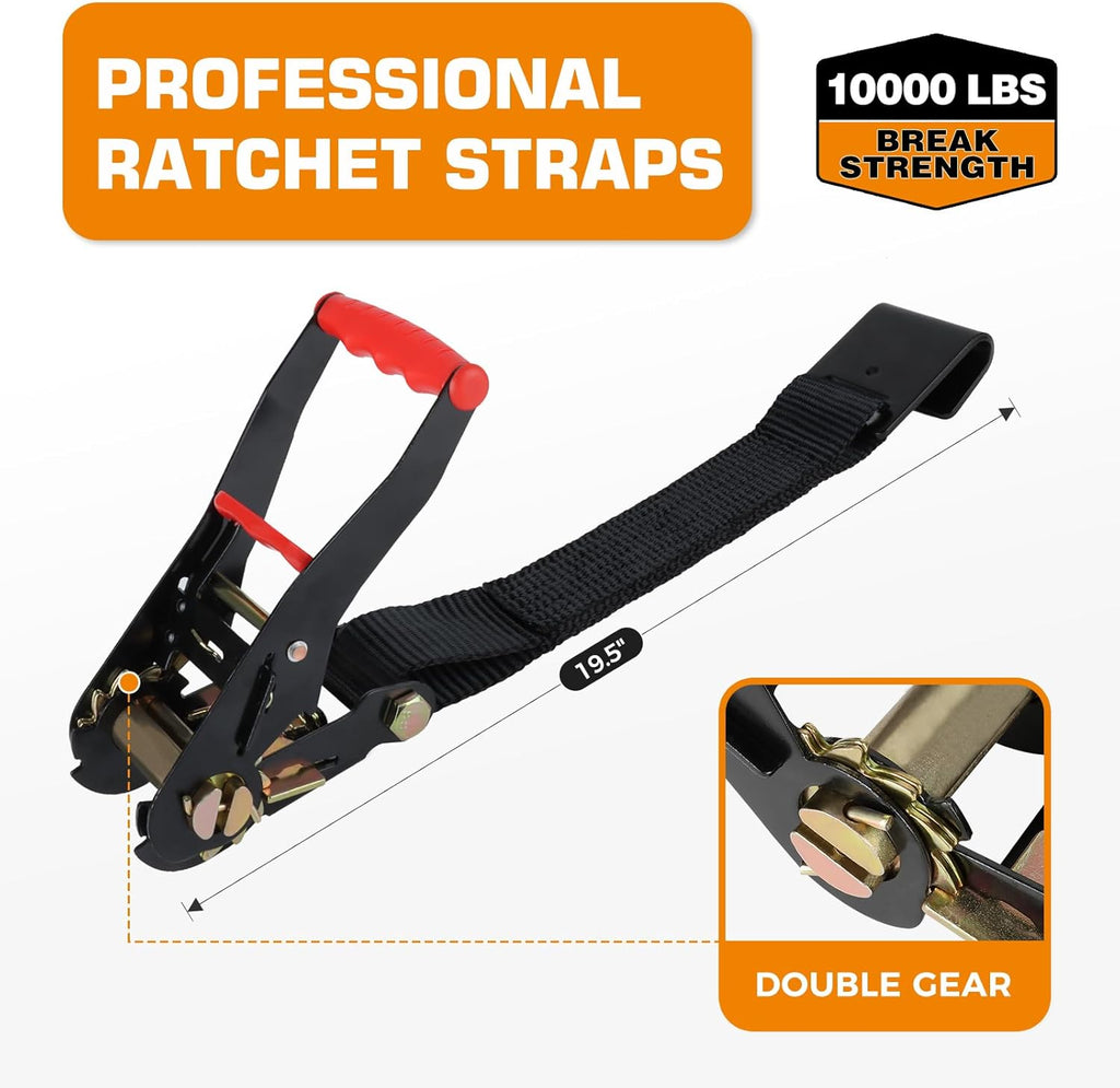 Kingfun Car Tie Down Straps for Trailers 4 Pack– Heavy Duty 2" x 120" Trailer Tire Straps with 3333 lbs Safe Working Load, Over The Wheel Strap for Car Hauler, Truck, UTV, and Utility Trailers