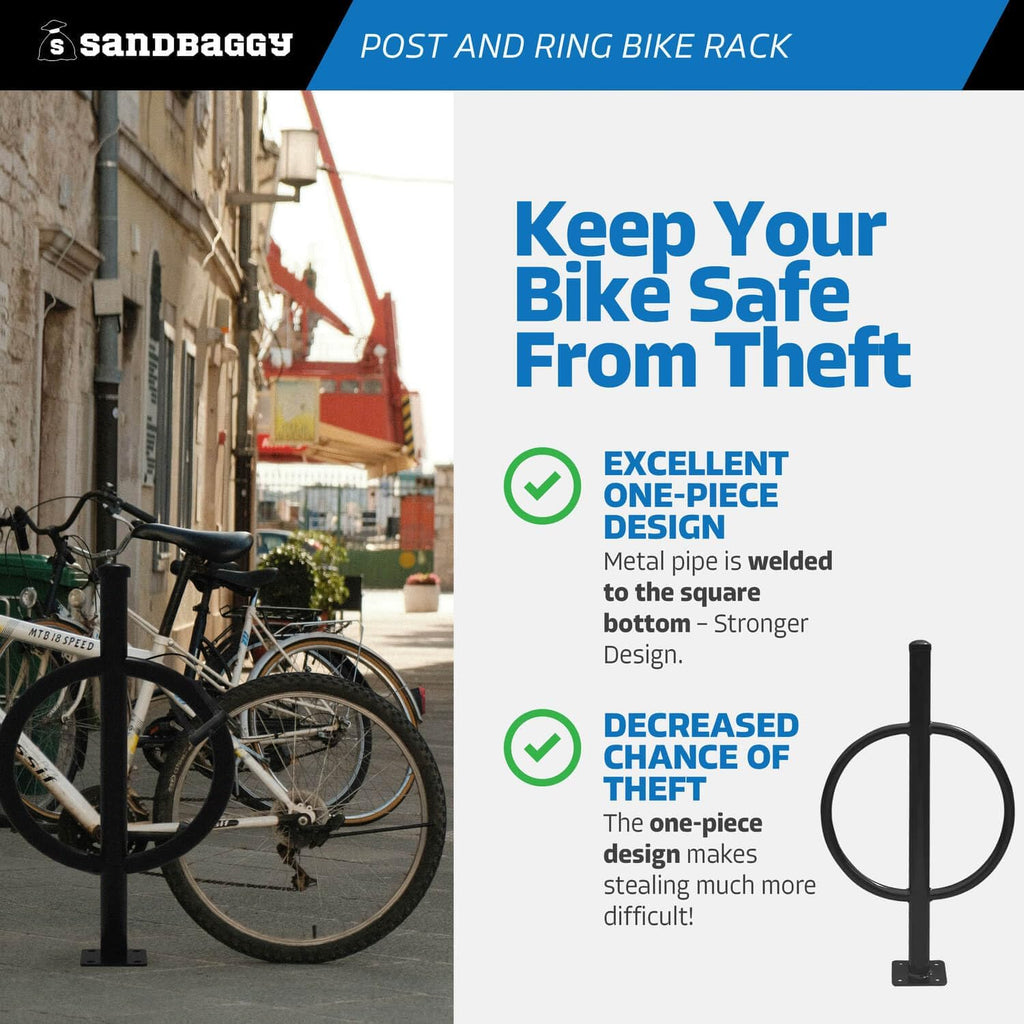 Sandbaggy Post and Ring Bike Rack - Commercial Bike Racks - Galvanized Steel - Anti-Theft Design - In Ground, Apartments, Sidewalks, Industrial (Orange, 10)