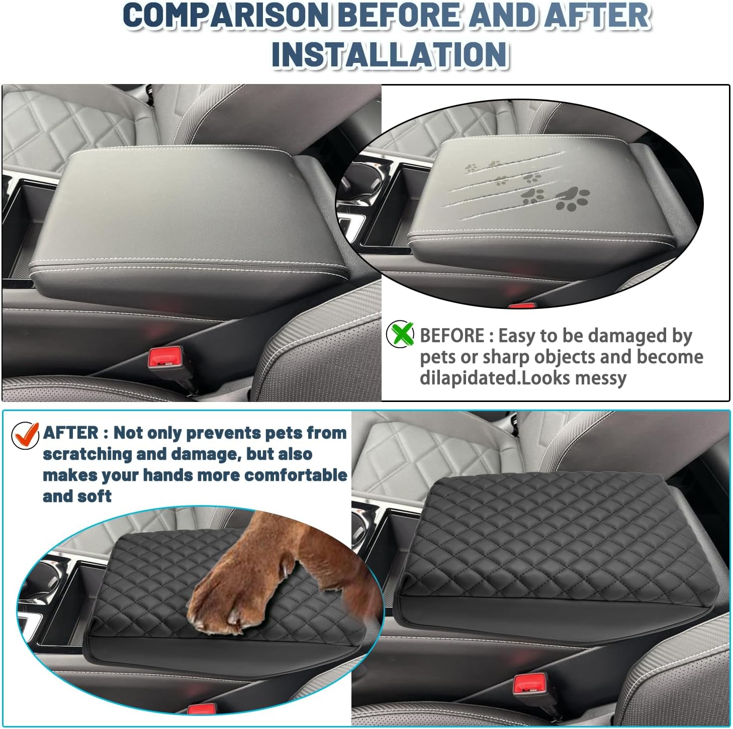 Ruiya 2025 Atlas Armrest Cover for VW Atlas 2025 Accessories Soft Comfy Thicken Center Console Cover Compatible with 2024 2025 Volkswagen VW Atlas/Atlas Cross Sport