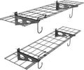 WALMANN 2 Pack Garage Wall Shelves, 1 x 4 ft/12 * 48 inch Wall Mounted Storage Shelves for Garage Heavy Duty Floating Shelving, Holds Up to 220 lbs(Black)