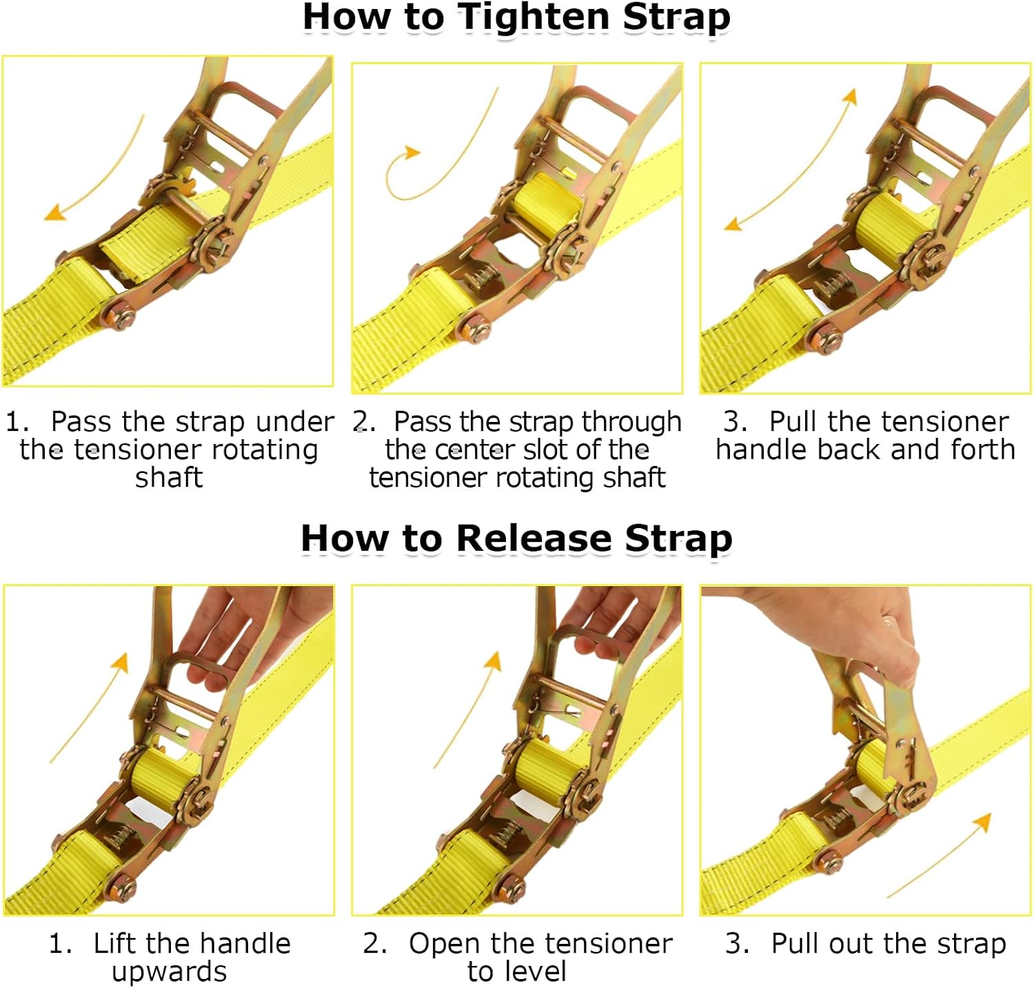 4 Pack 2 Inch Ratchet Straps Heavy Duty 20ft Tie Down Straps Ratchet with Double J Hook, 10000 LBS Break Strength, Cargo Ratchet Straps for Moving, Truck, Trailers, Motorcycles, Kayaks, Car Roof