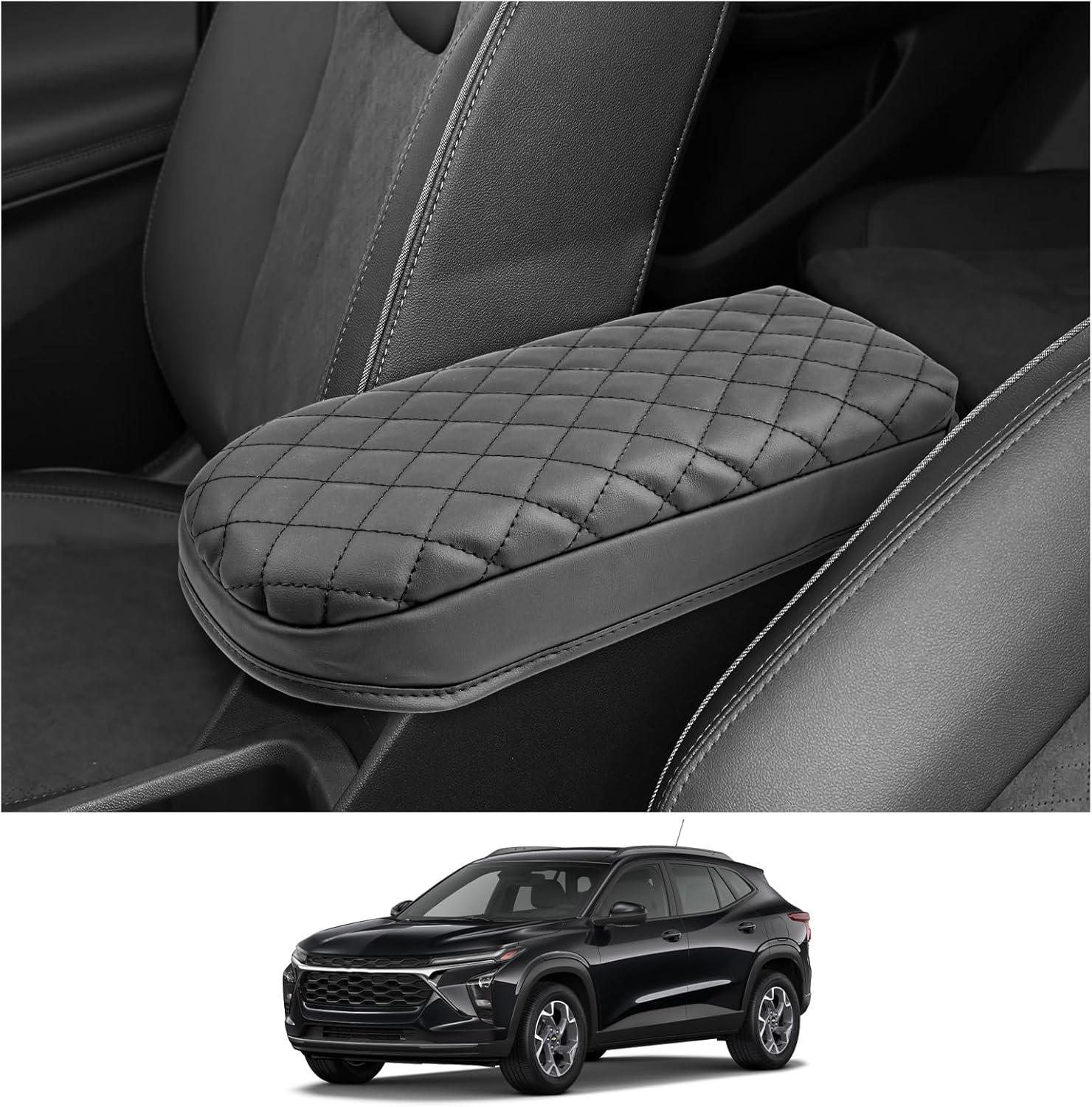 CDEFG 2024 2025 Trax Center Console Cover for 2024 2025 Chevy Trax Armrest Cover Middle Console Pad Arm Rest Cover 2024 Trax 2025 Accessories (Black)