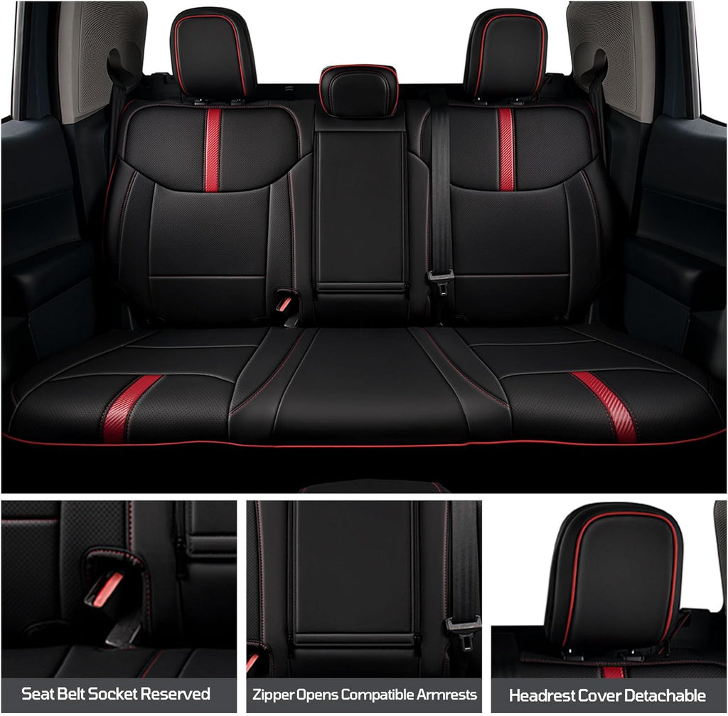 Seat Covers Fit for Ford Maverick 2022-2025 Double Cab XL XLT Lariat,Full Coverage Seat Cover Design ,Safety and Comfort Carbon Fiber Car Seat Covers,Airbag Compatible Seat Covers for Cars(Red)