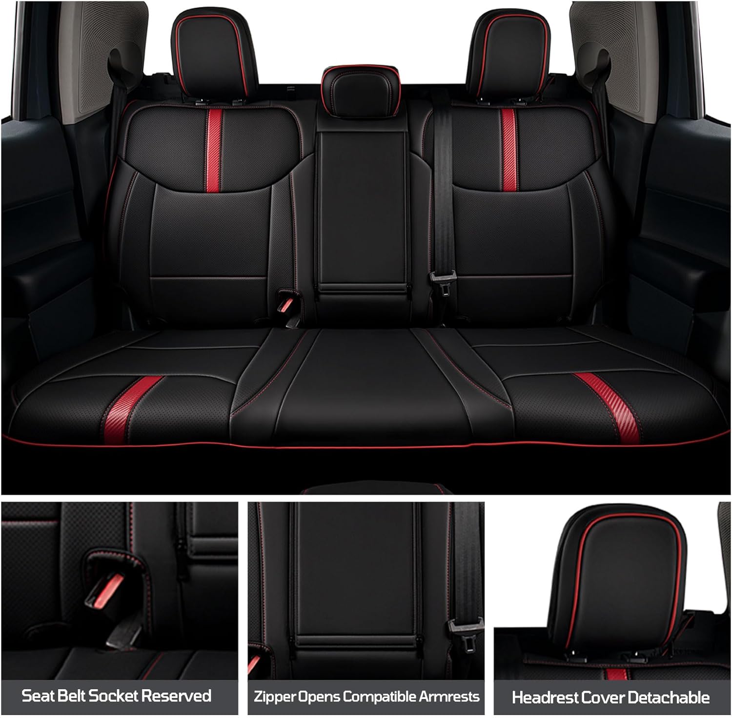 Seat Covers Fit for Ford Maverick 2022-2025 Double Cab XL XLT Lariat,Full Coverage Seat Cover Design ,Safety and Comfort Carbon Fiber Car Seat Covers,Airbag Compatible Seat Covers for Cars(Red)