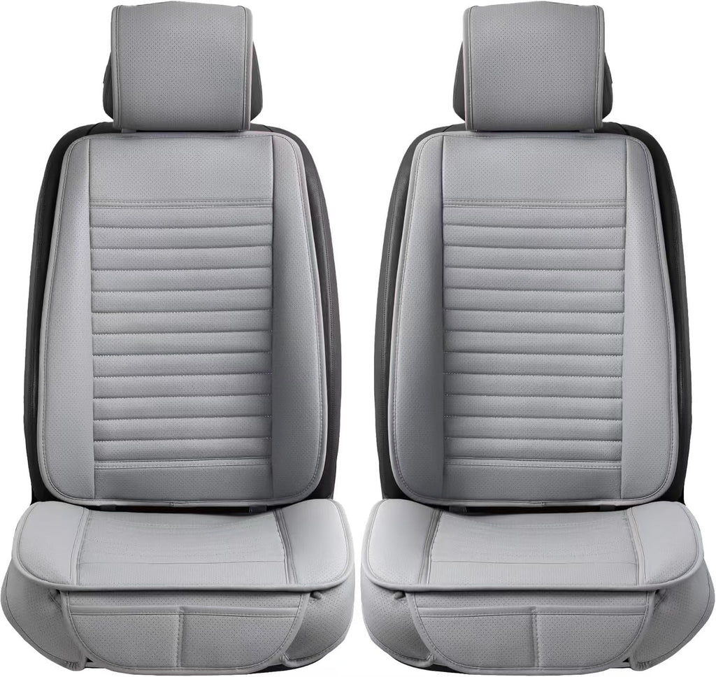 Universal Leather Car Seat Covers Full Set, Car Seat Cushion Covers Protector for Cars SUV Pick-up Truck Van Interior Accessories(Gray)