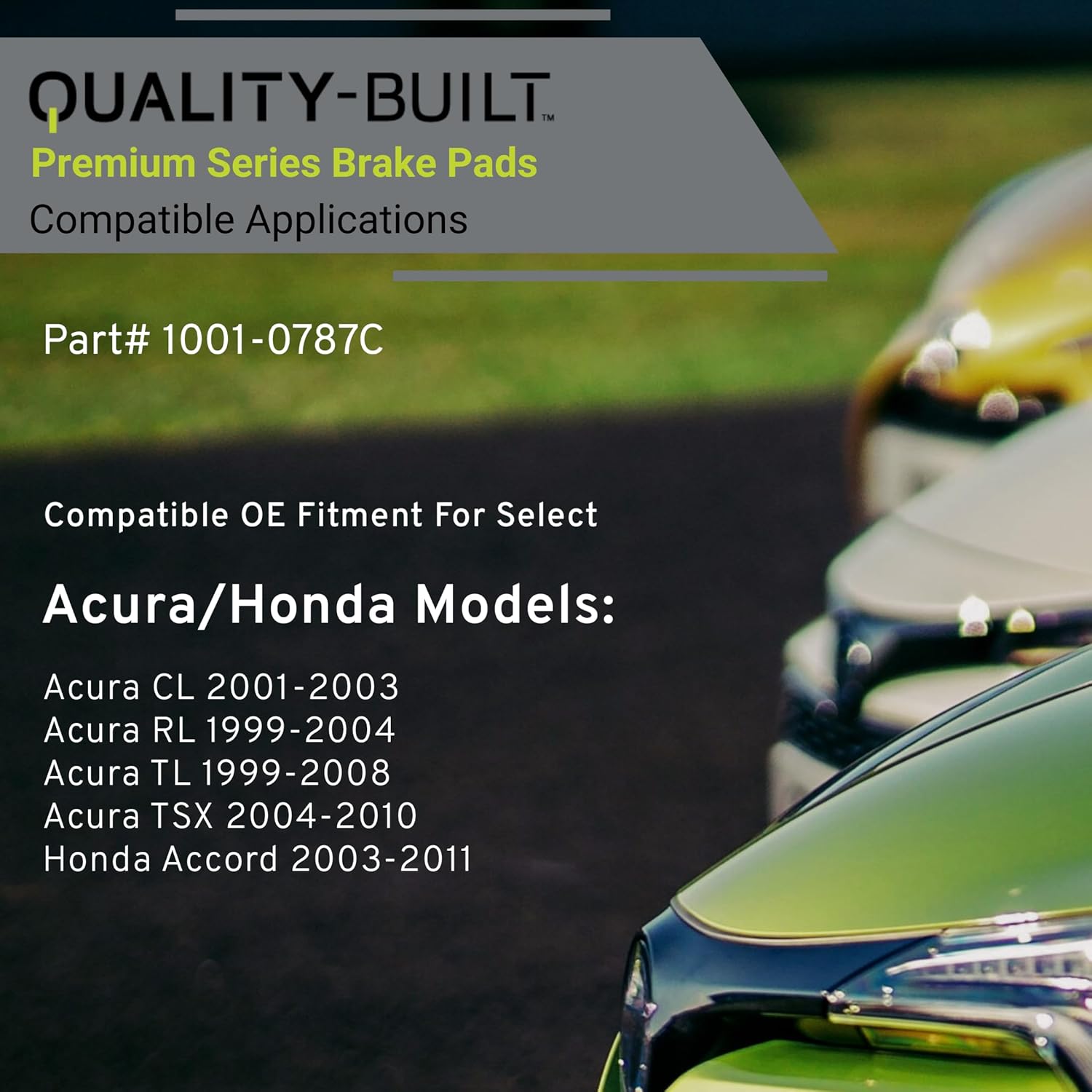 Premium Ceramic Front Brake Pads (1001-0787C) Compatible with Acura CL 2001-2003, Acura RL 1999-2004, Acura TL 1999-2008, Acura TSX 2004-2010, Honda Accord 2003-2011