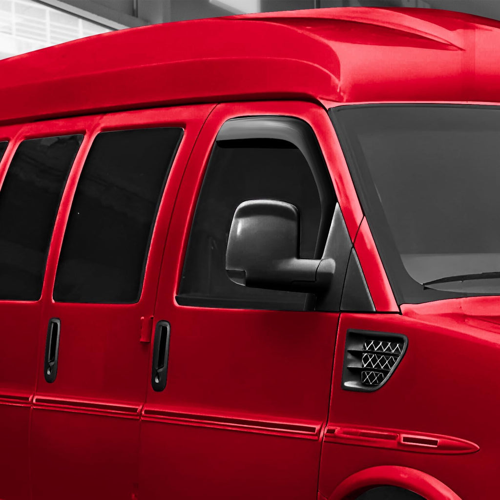 Voron Glass in-Channel Extra Durable Rain Guards for Chevrolet (Chevy) Express Van 1996-2025/GMC Savana 1996-2025, Window Deflectors, Vent Window Visors, 2 Pieces - 210217