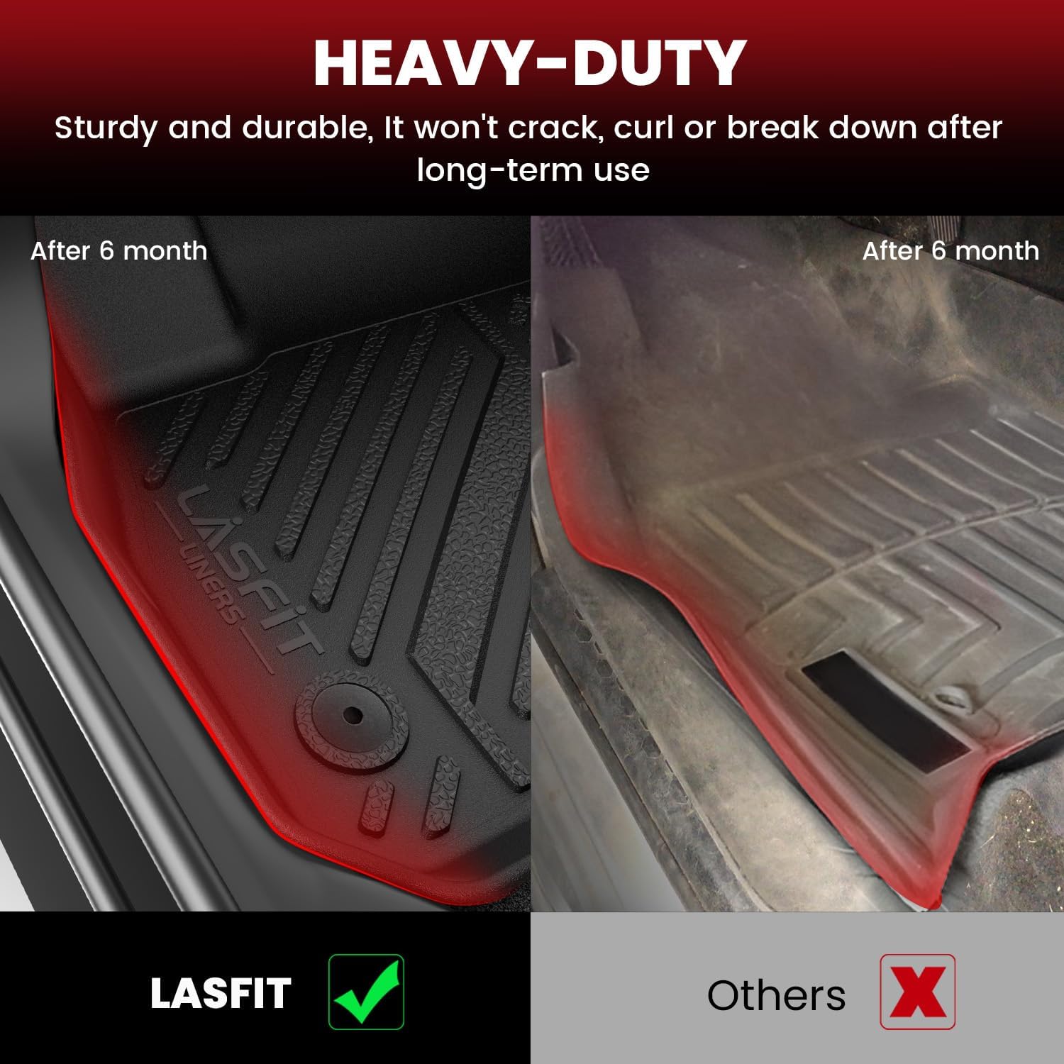 LASFIT Floor Mats for Toyota Tacoma 2005-2011 Access Cab All Weather Custom Fit Floor Liner for Tacoma Second Row Optional with Center Storage Box,TPE Mats Front&Rear 2 Row, Black(Fit Auto Trans)