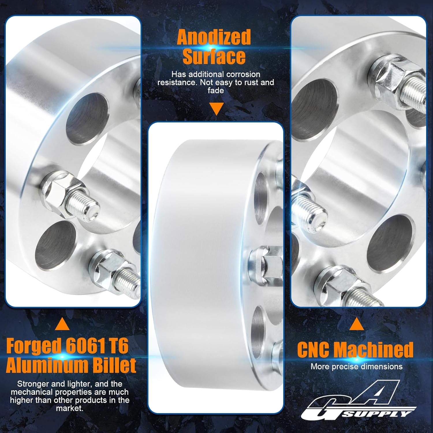 GAsupply 2” 4x4(4X101.6mm) Wheel Spacers Fits for EZ GO EZGO Club Car Golf Carts & ATV, 4x100 to 4x100 Forged ATV Wheel Spacer, 68mm Hub Bore, 1/2"-20 Thread Pitch, 4 Pack (2”, Chrome)