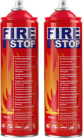 Fire Extinguisher 2-Pack with Mounting Bracket for Home, Kitchen, Car, Grill - Portable Small A, B, C, K Fire Extinguisher - 8-in-1 - Prevents Reignition.
