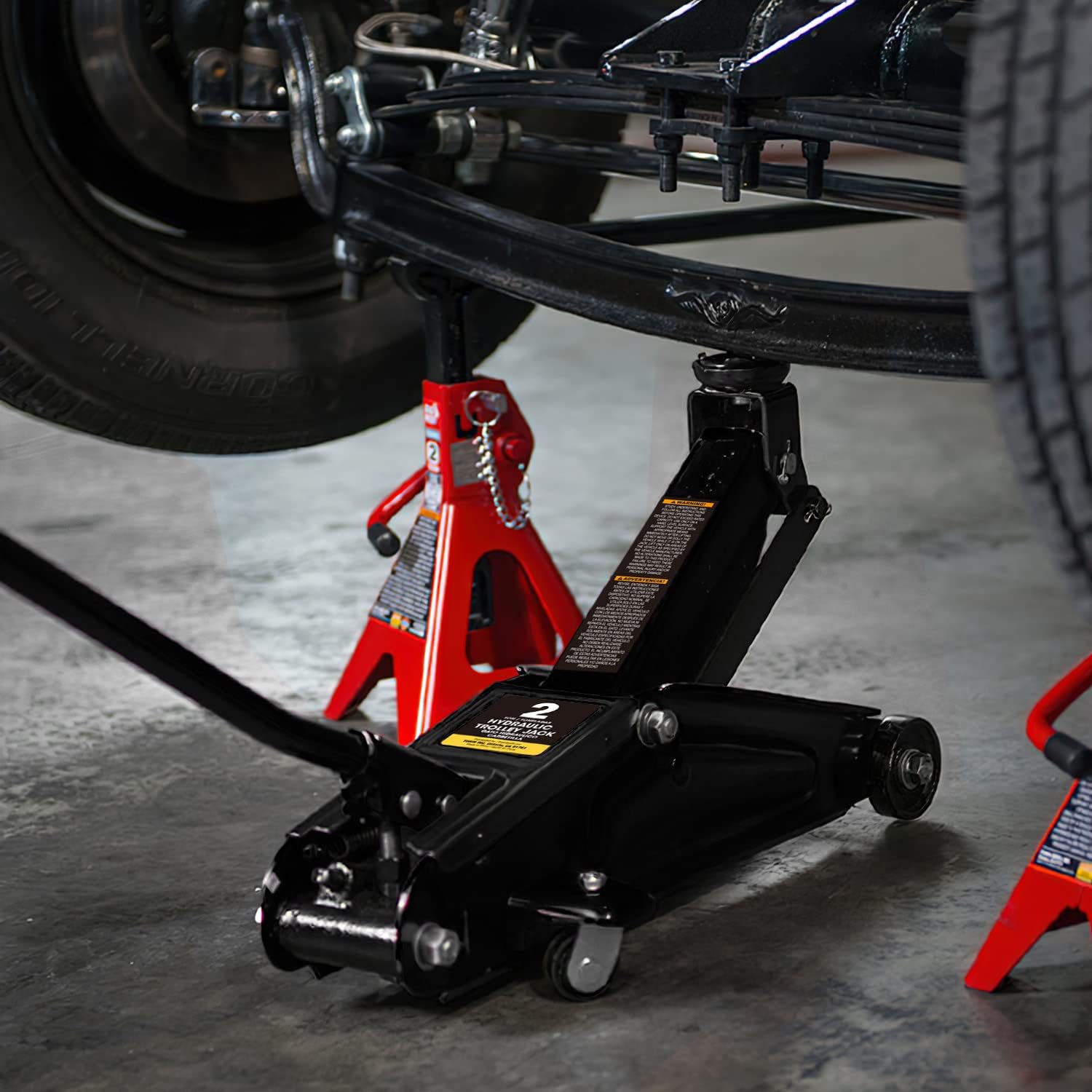 BIG RED AT82012B Torin Hydraulic Trolley Service/Floor Jack with Blow Mold Carrying Storage Case, 2 Ton (4,000 lb) Capacity, Black