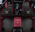 Custom All-Weather Protection Leather Car Floor Mats for Cars Sedan SUV Sports Car Waterproof Floor Mat (Black+Wine red)