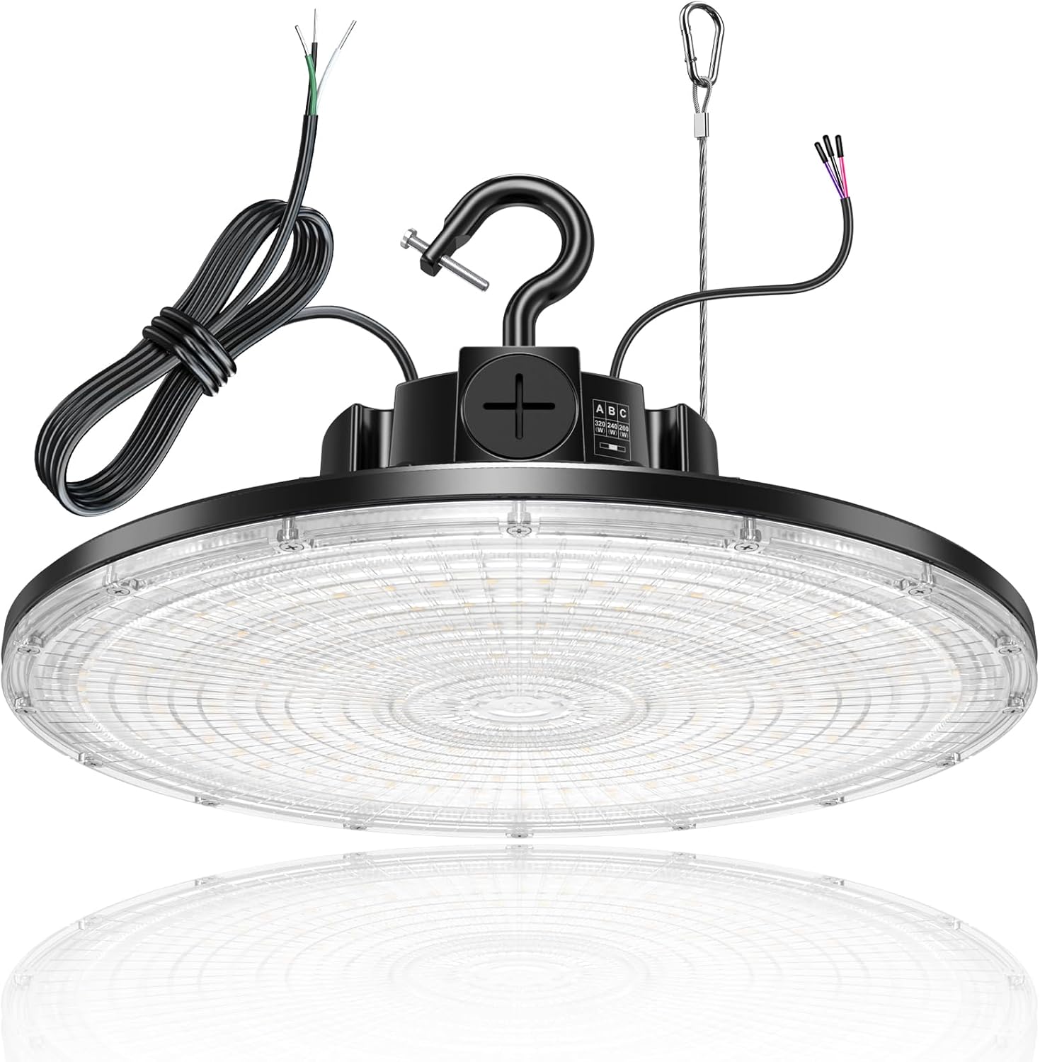 480V LED High Bay Light 300W 240W 200W Adjustable UFO Light 42000LM ETL DLC Listed Dimmable High Bay LED Shop Lights 5000K Daylight IP65 Waterproof Commercial Bay Lighting for Warehouse Factory