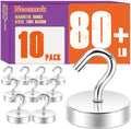 Neosmuk Magnetic Hooks, Cruise Ship Essentials, 80lb+ Heavy Duty Magnetic Hooks for Cruise Cabins, Refrigerator, Grill, Hanging, and Travel | Extra Strong Must-Haves Magnet Hook,Silver