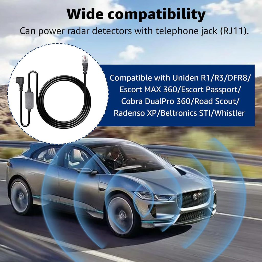 USB-C to RJ11 Plug Cable,Radar Detector Cable for Uniden R1 R3 R7 Escort MAX360 MAX 360c IX IXc Beltronics Cobra Passport 9500i Radenso XP etc(6.56FT)