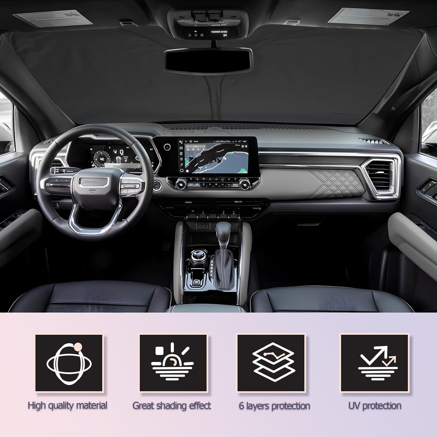 LUWU for 2023 2024 2025 Chevy Colorado & GMC Canyon Windshield Sun Shade Windshield Sunshades 2025 Chevy Colorado Accessories GMC Canyon Accessories Sunshade Cover Block UV Ray Front Window Sunshade