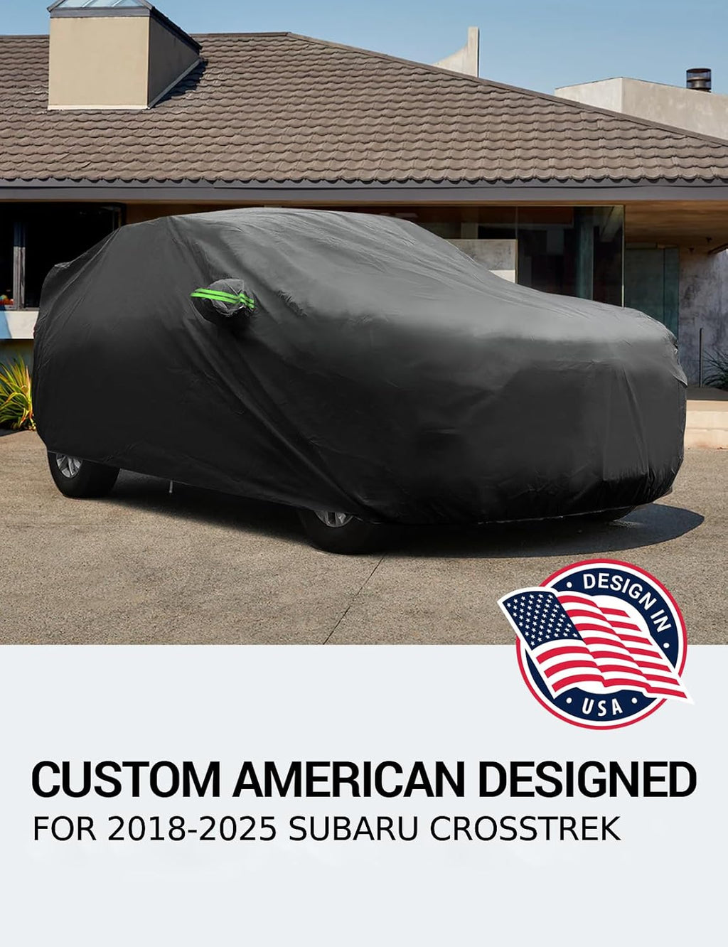 Proadsy 2025 Upgrade Car Cover for Subaru Crosstrek 2018-2024 2025, Waterproof All Weather, Windproof Snowproof Rain Hail Sun UV Protection Full Outdoor Indoor Exterior Car Covers, Black