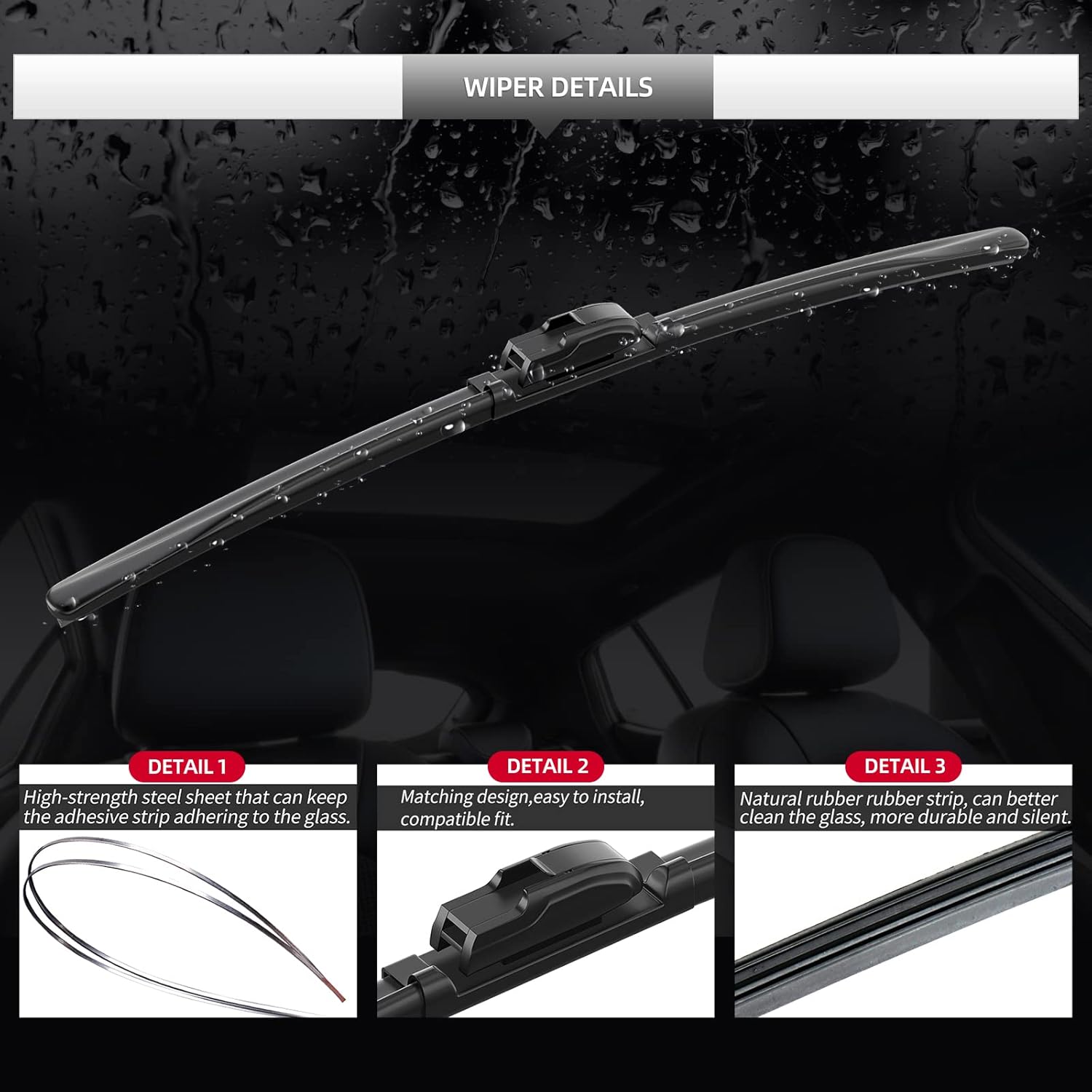 Replacement for BMW X6 2014-2019 Windshield Wiper Blades, 3 Pieces of Car Front and Rear Window Wiper Blades for BMW X6 2014 2015 2016 2017 2018 2019