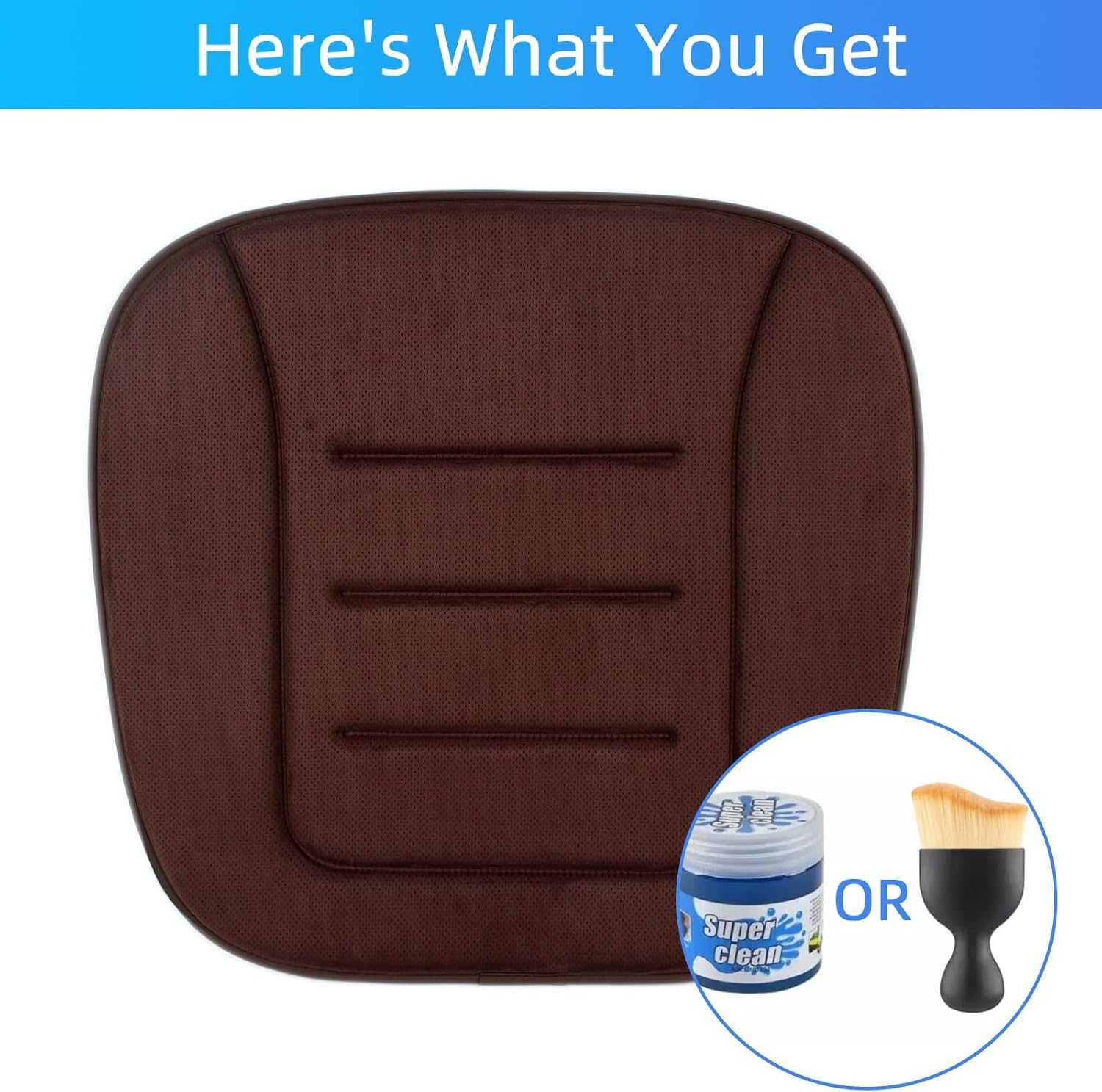 KAYI Car Seat Cushion, Memory Foam Car Seat Cushion, Anti Slip Rubber Bottom Car Seat Cushions for Driving, Suitable for Car and Office Chairs (2 Pack, Brown)