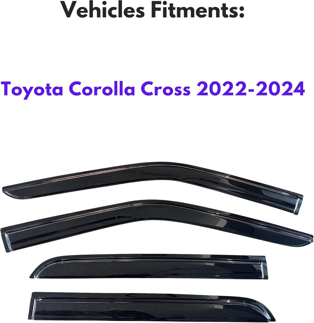 KPY Window Visor Compatible with Toyota Corolla Cross 2022 2023 2024, 4PC Rain Guard Side Window Vent Deflectors Tape-On Mugen Style, 2022 2023 2024