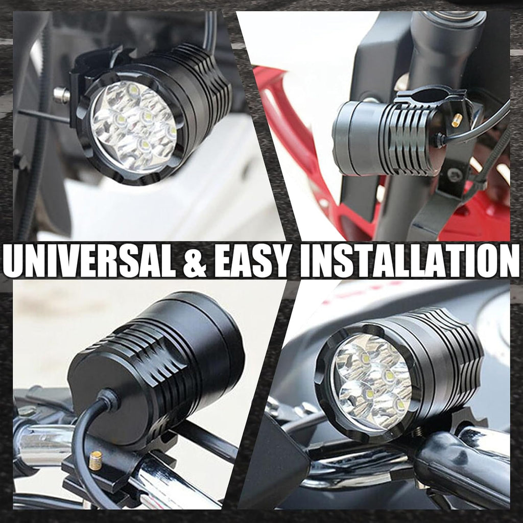 Motorcycle Driving Light 12-60V 40W 3600LM LED Fog Light for ATV UTV Bike Car Truck Boat Forklift Waterproof LED Spotlight with 6 Light Beads High Low Strobe Beam Switch Universal (Black 1)
